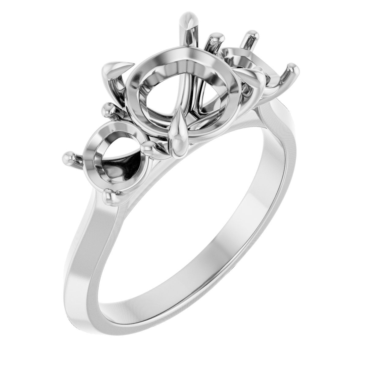 Claw-Prong Three-Stone Engagement Ring