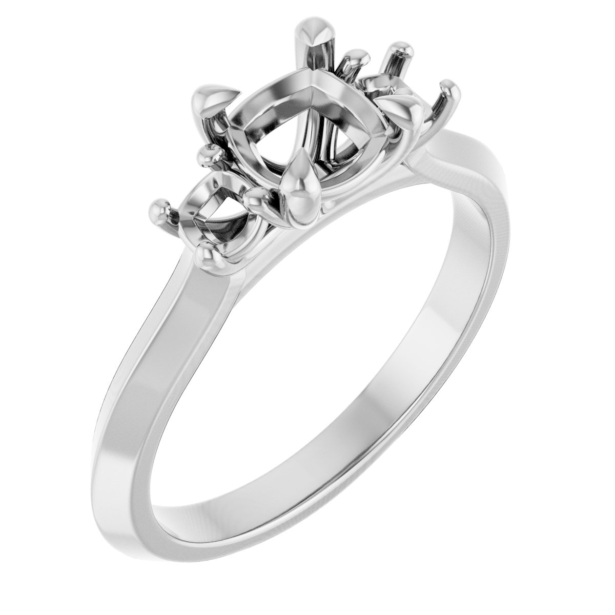 Claw-Prong Three-Stone Engagement Ring