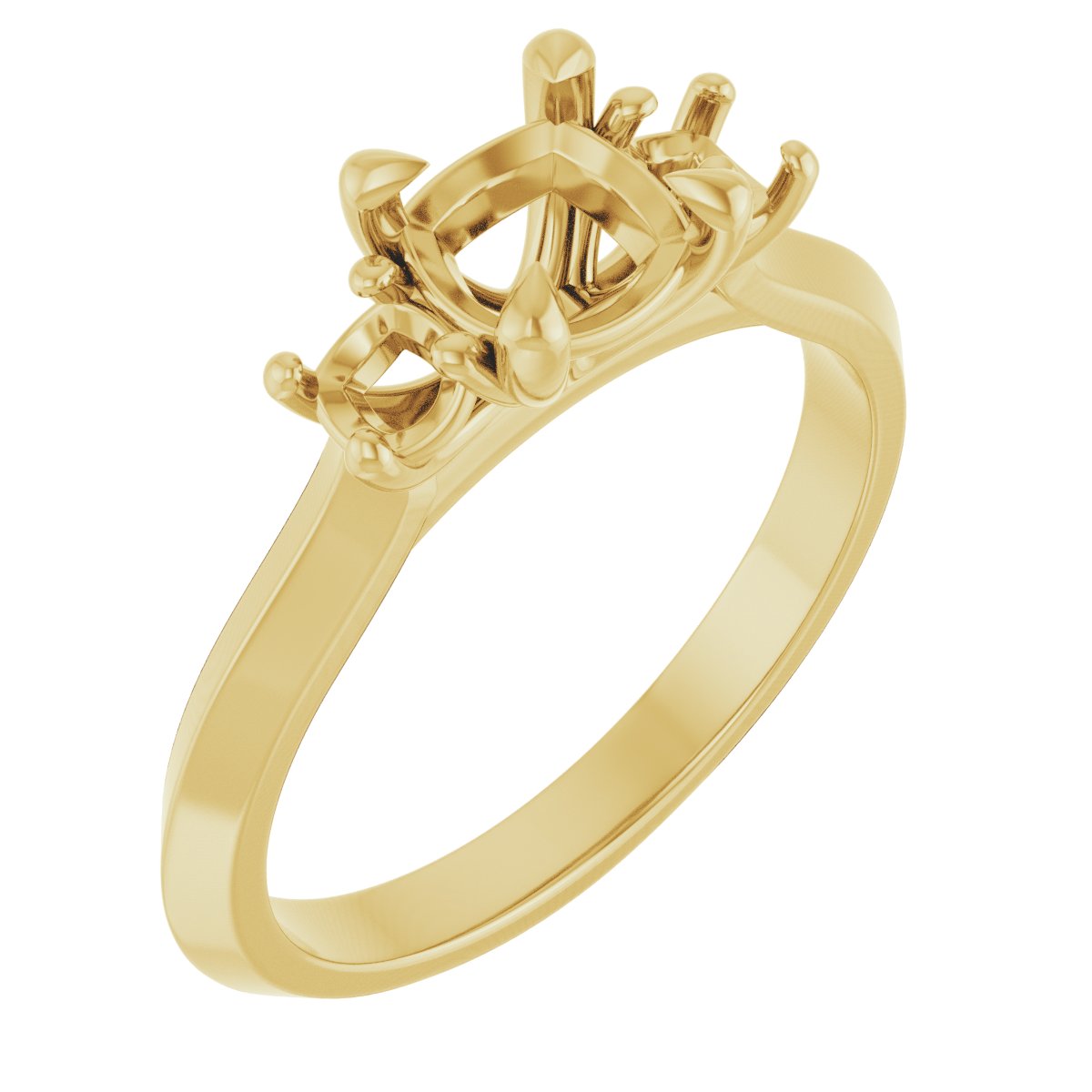 Claw-Prong Three-Stone Engagement Ring