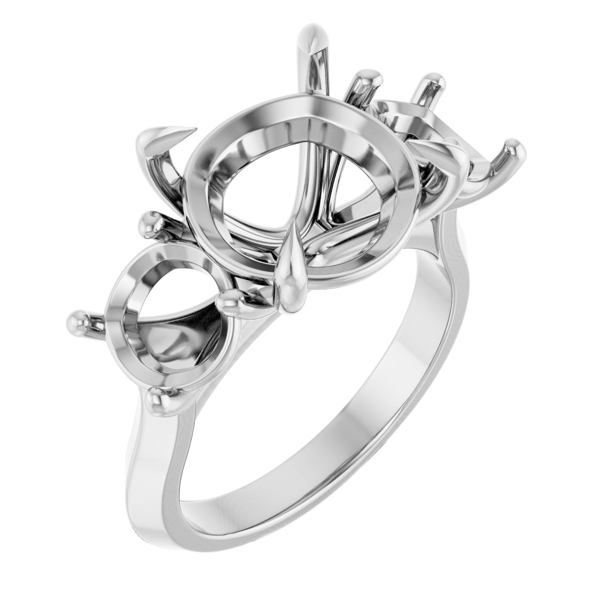 Claw-Prong Three-Stone Engagement Ring