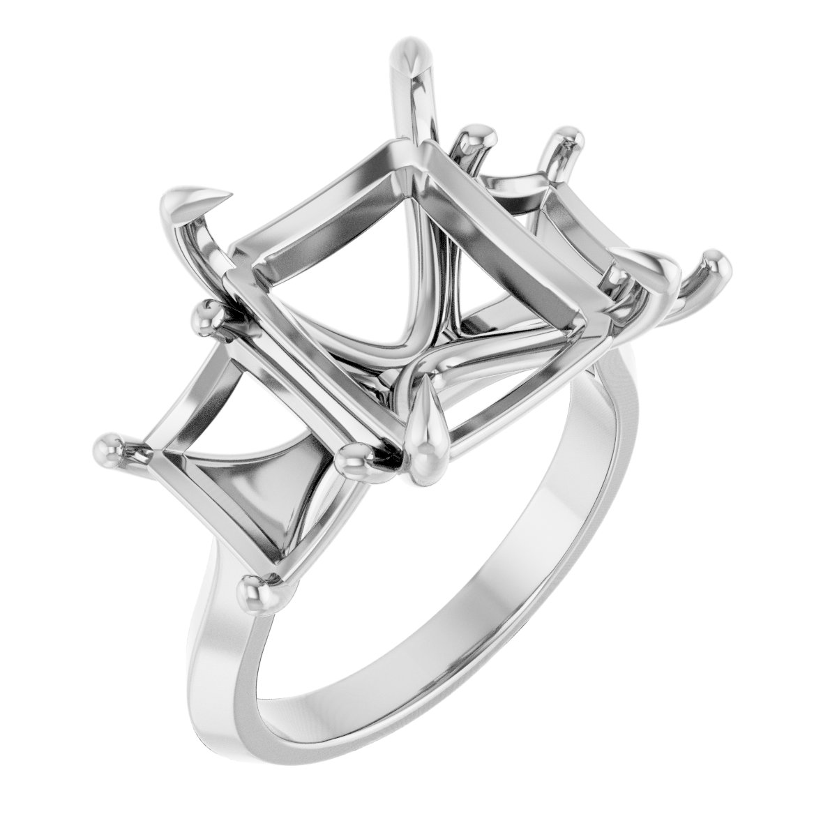 Claw-Prong Three-Stone Engagement Ring