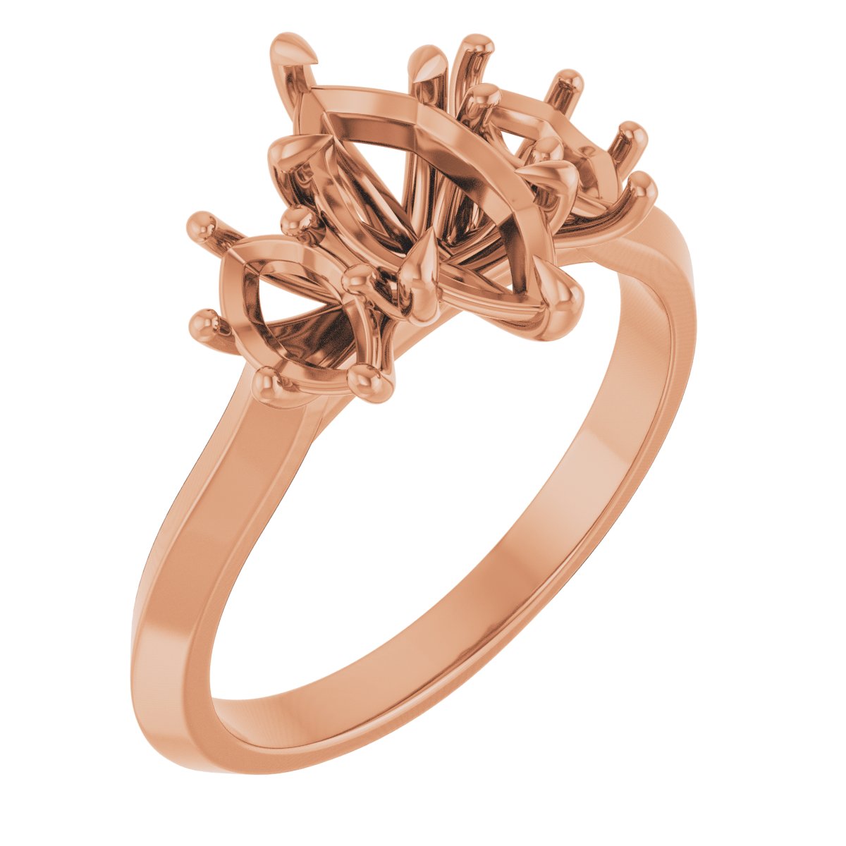 Claw-Prong Three-Stone Engagement Ring