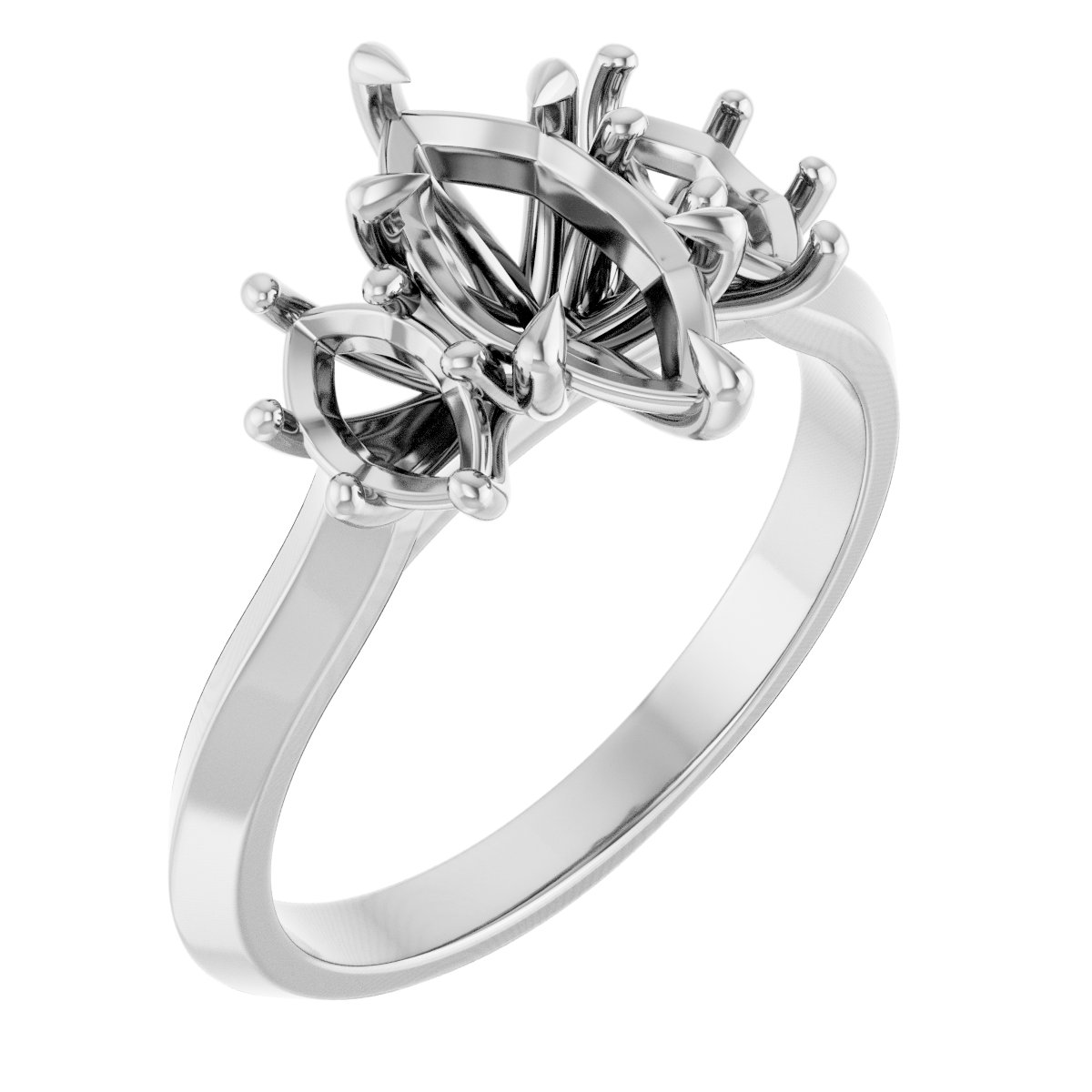 Claw-Prong Three-Stone Engagement Ring