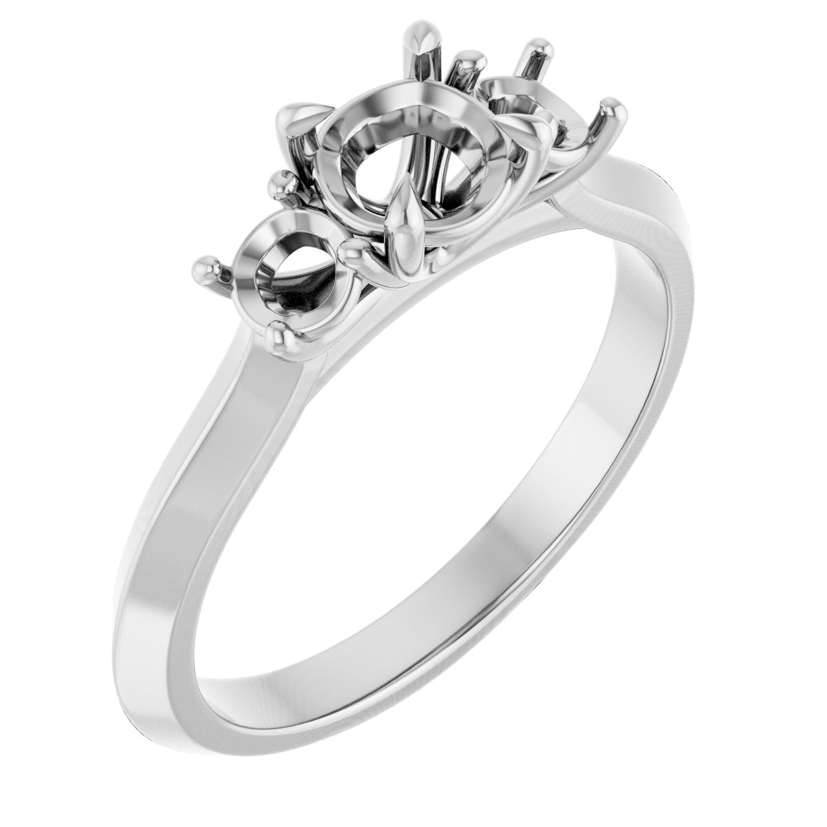 Claw-Prong Three-Stone Engagement Ring