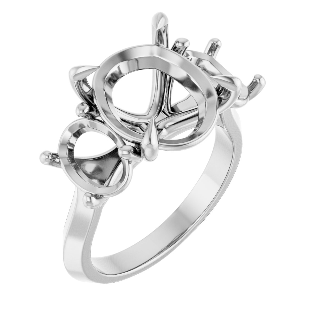 Claw-Prong Three-Stone Engagement Ring