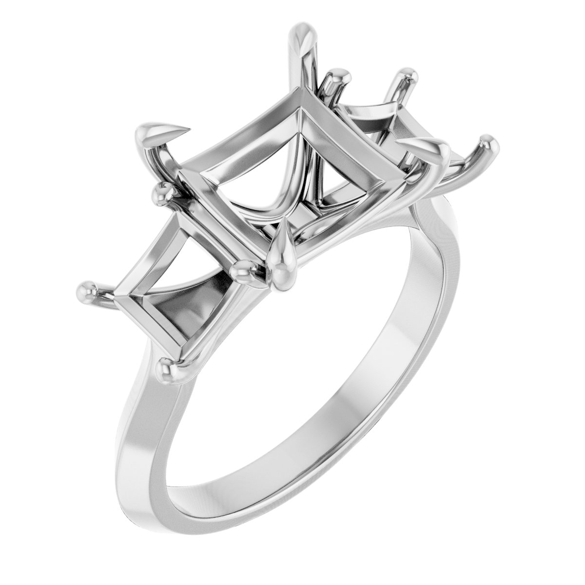 Claw-Prong Three-Stone Engagement Ring