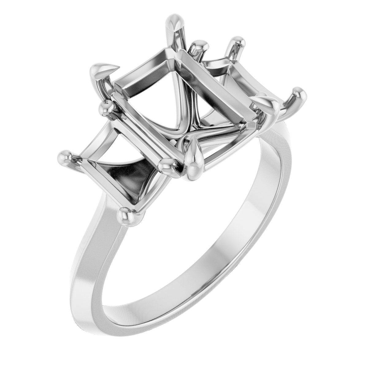Claw-Prong Three-Stone Engagement Ring