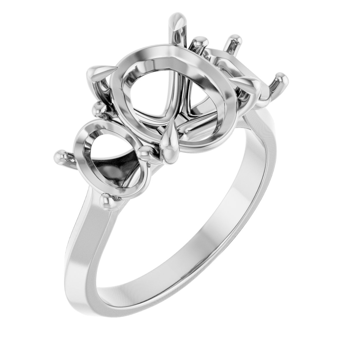Claw-Prong Three-Stone Engagement Ring
