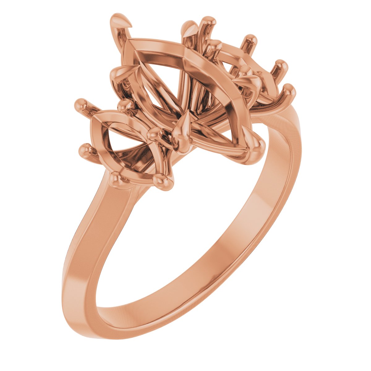 Claw-Prong Three-Stone Engagement Ring