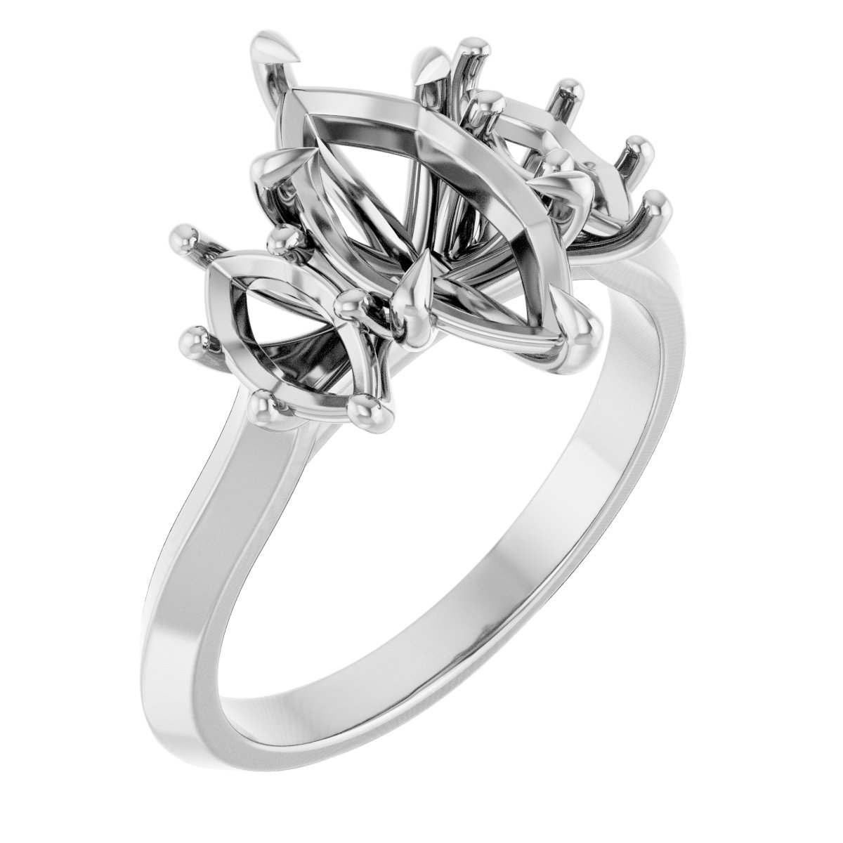 Claw-Prong Three-Stone Engagement Ring