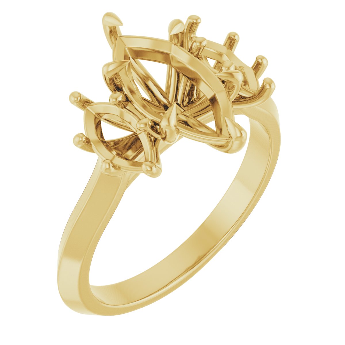 Claw-Prong Three-Stone Engagement Ring