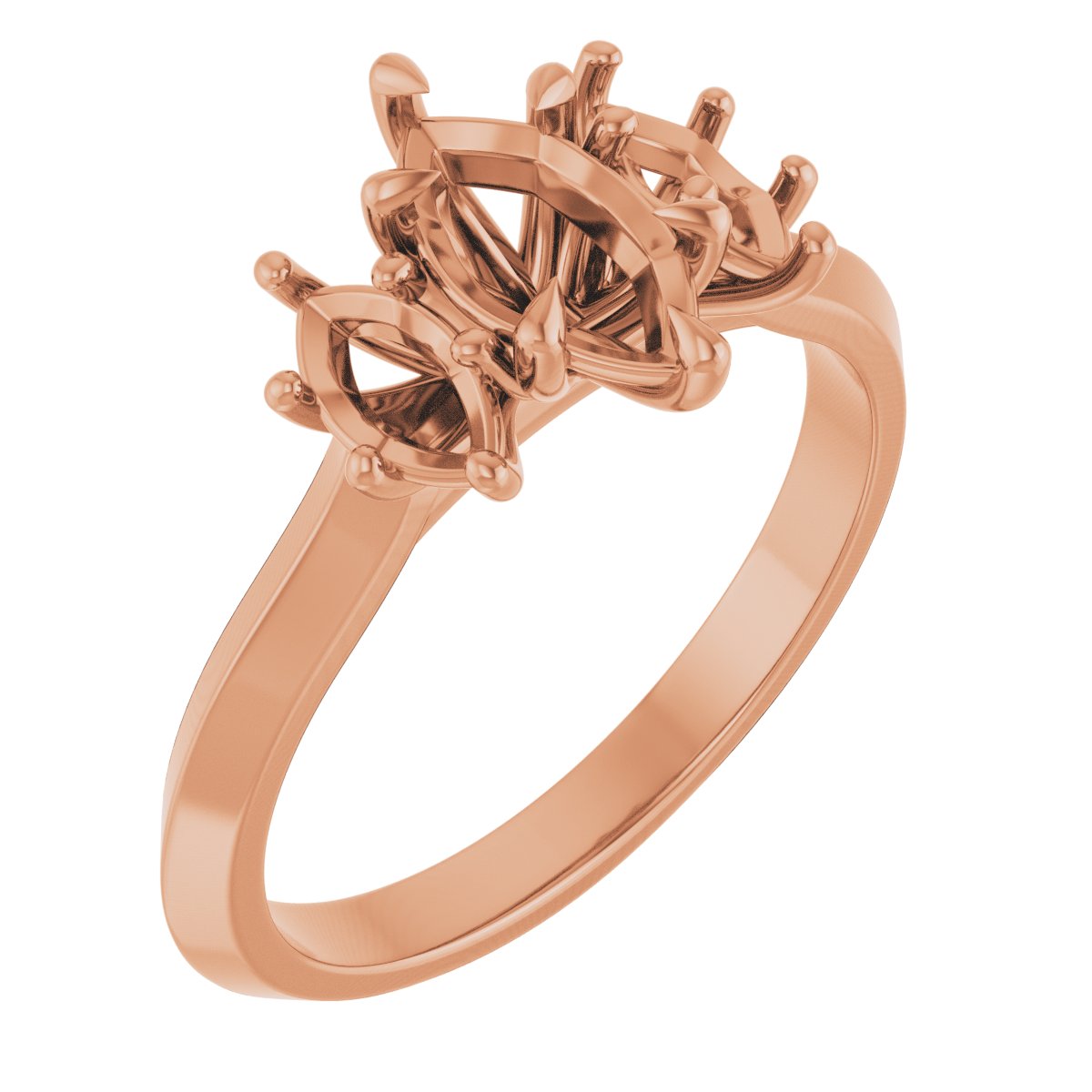 Claw-Prong Three-Stone Engagement Ring