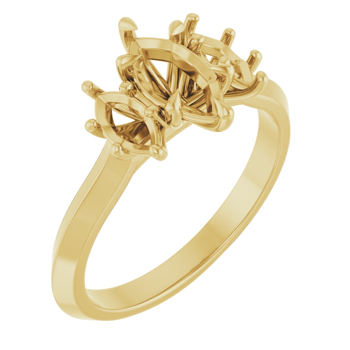 Claw-Prong Three-Stone Engagement Ring