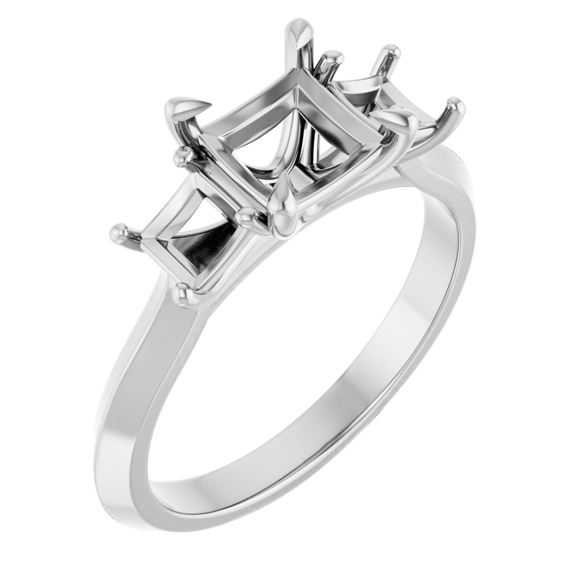 Claw-Prong Three-Stone Engagement Ring