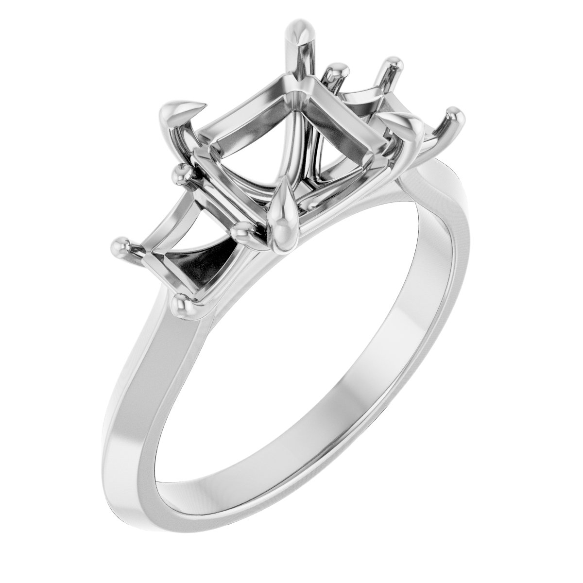Claw-Prong Three-Stone Engagement Ring