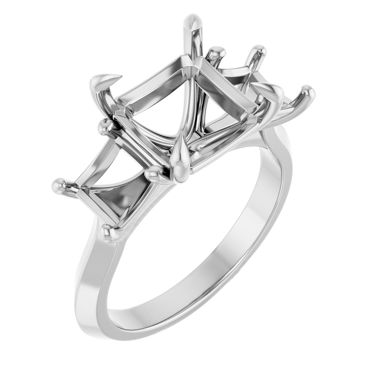 Claw-Prong Three-Stone Engagement Ring
