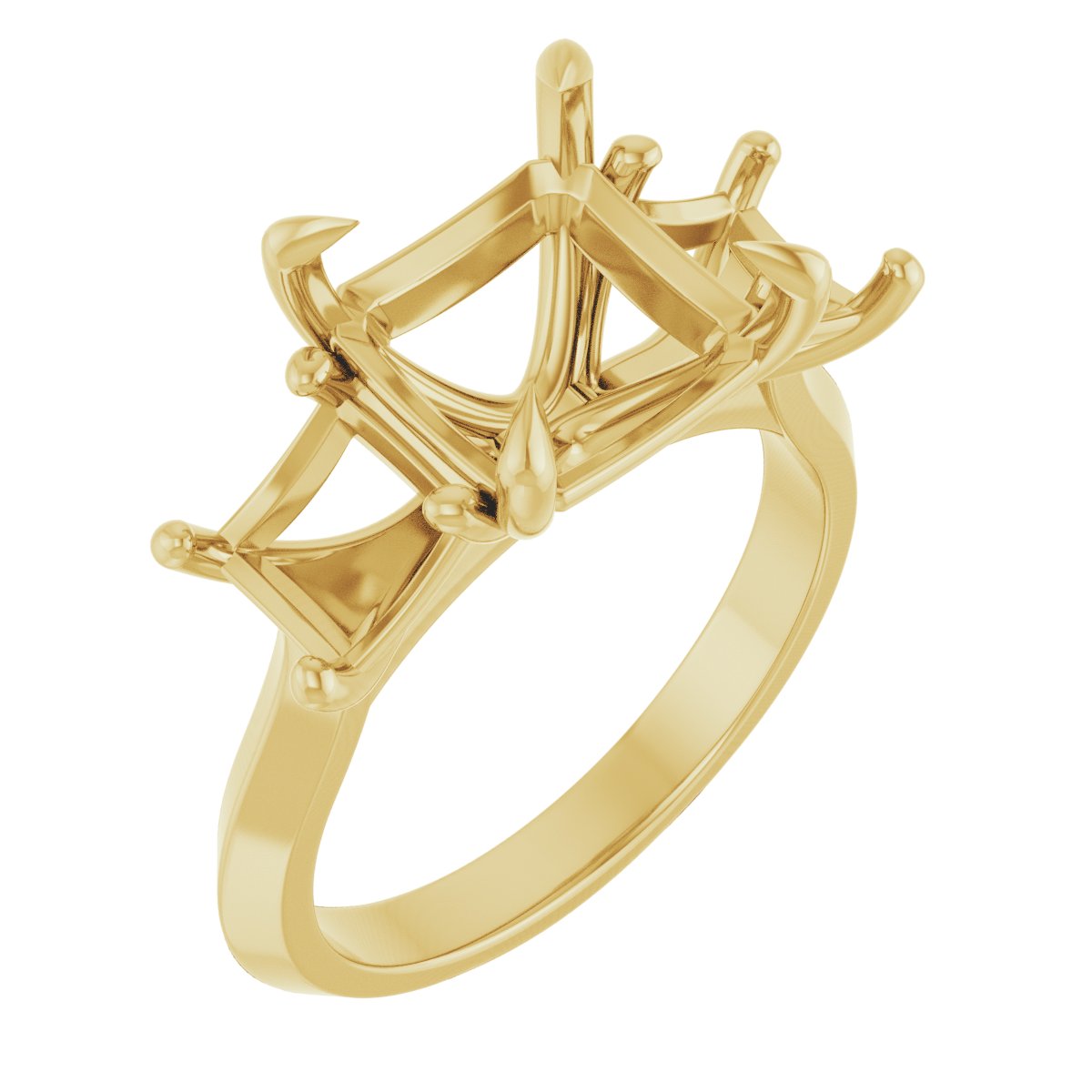 Claw-Prong Three-Stone Engagement Ring