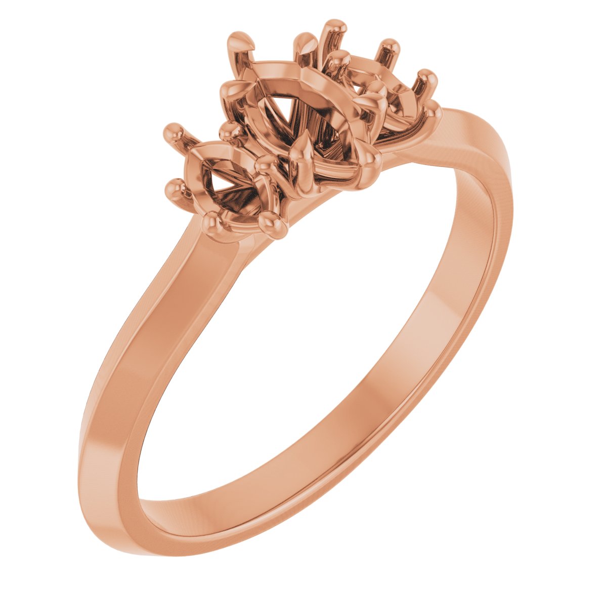 Claw-Prong Three-Stone Engagement Ring