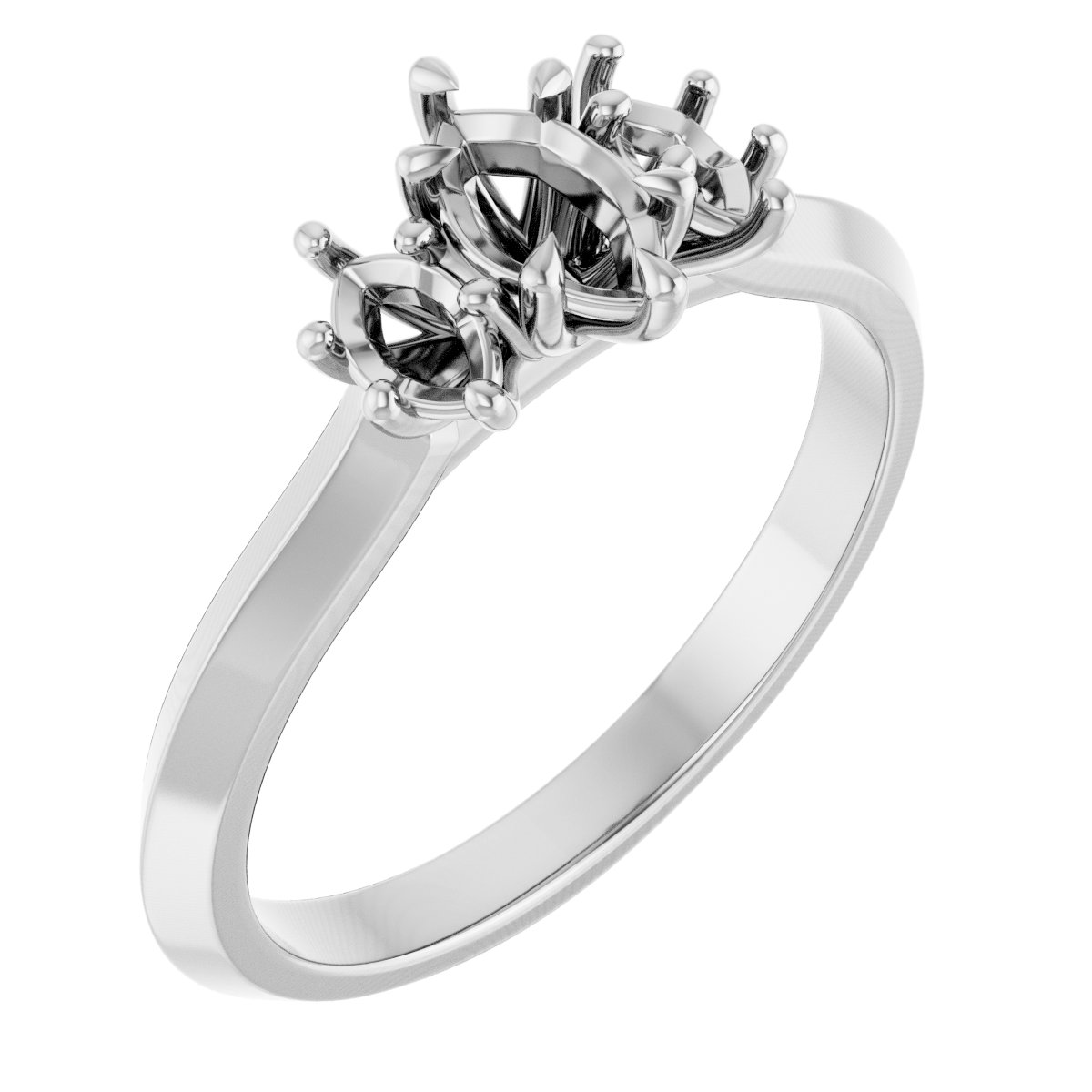 Claw-Prong Three-Stone Engagement Ring