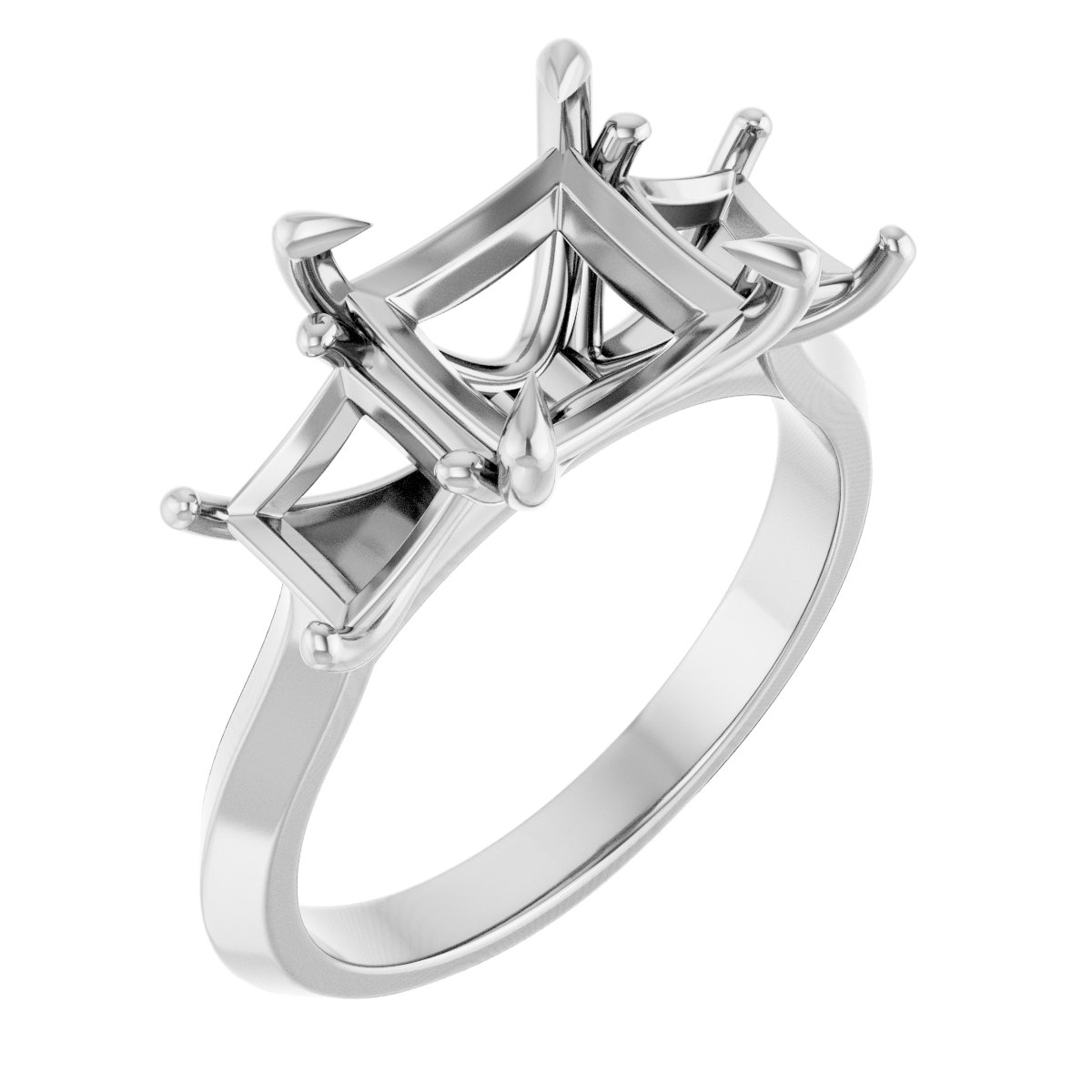Claw-Prong Three-Stone Engagement Ring