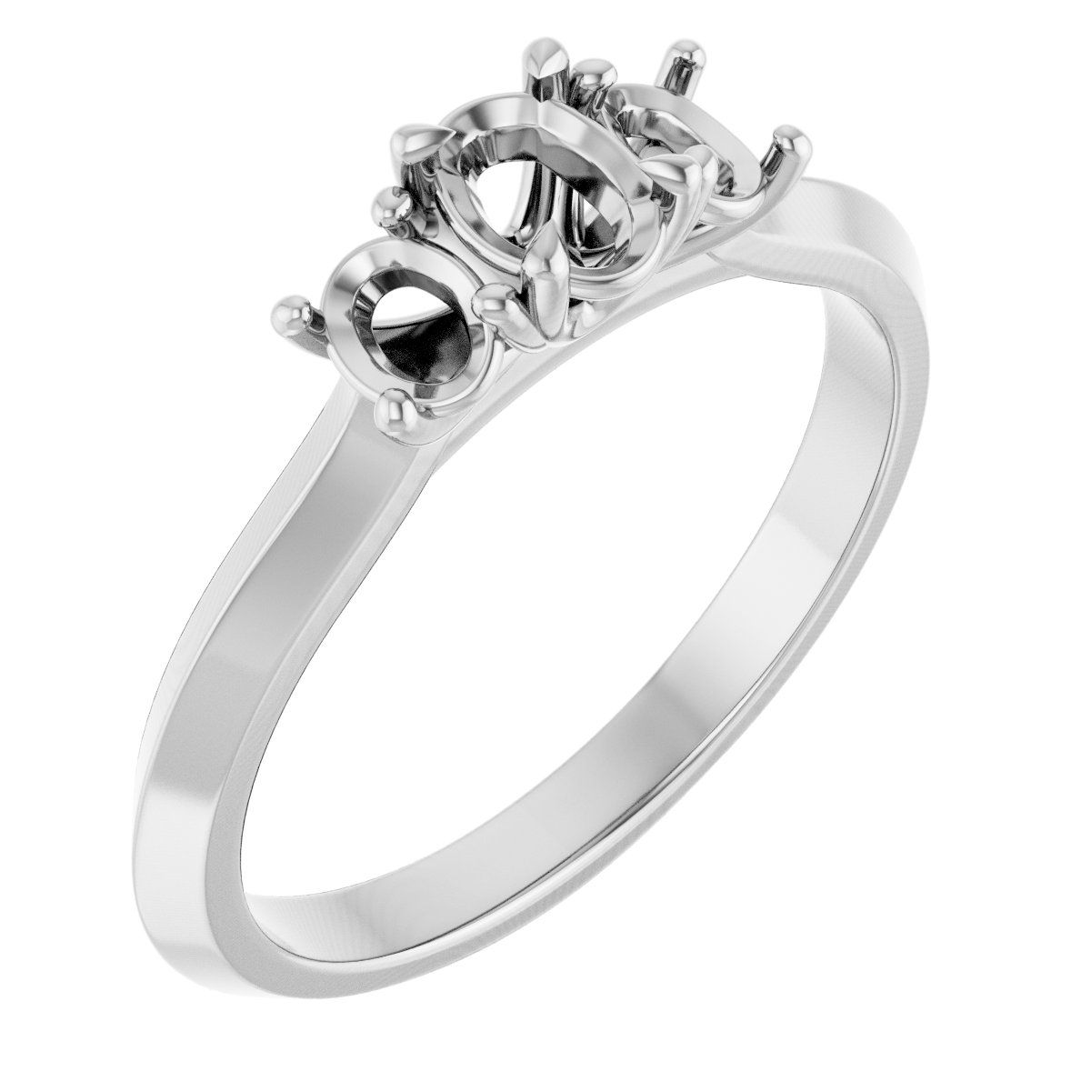 Claw-Prong Three-Stone Engagement Ring