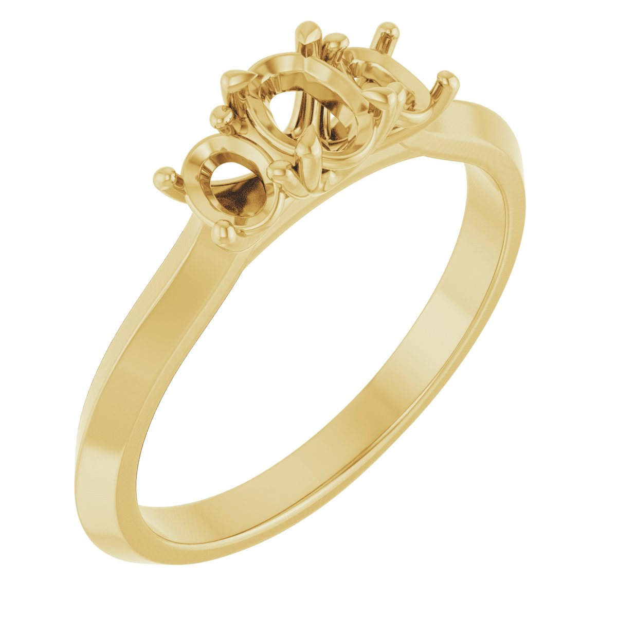 Claw-Prong Three-Stone Engagement Ring