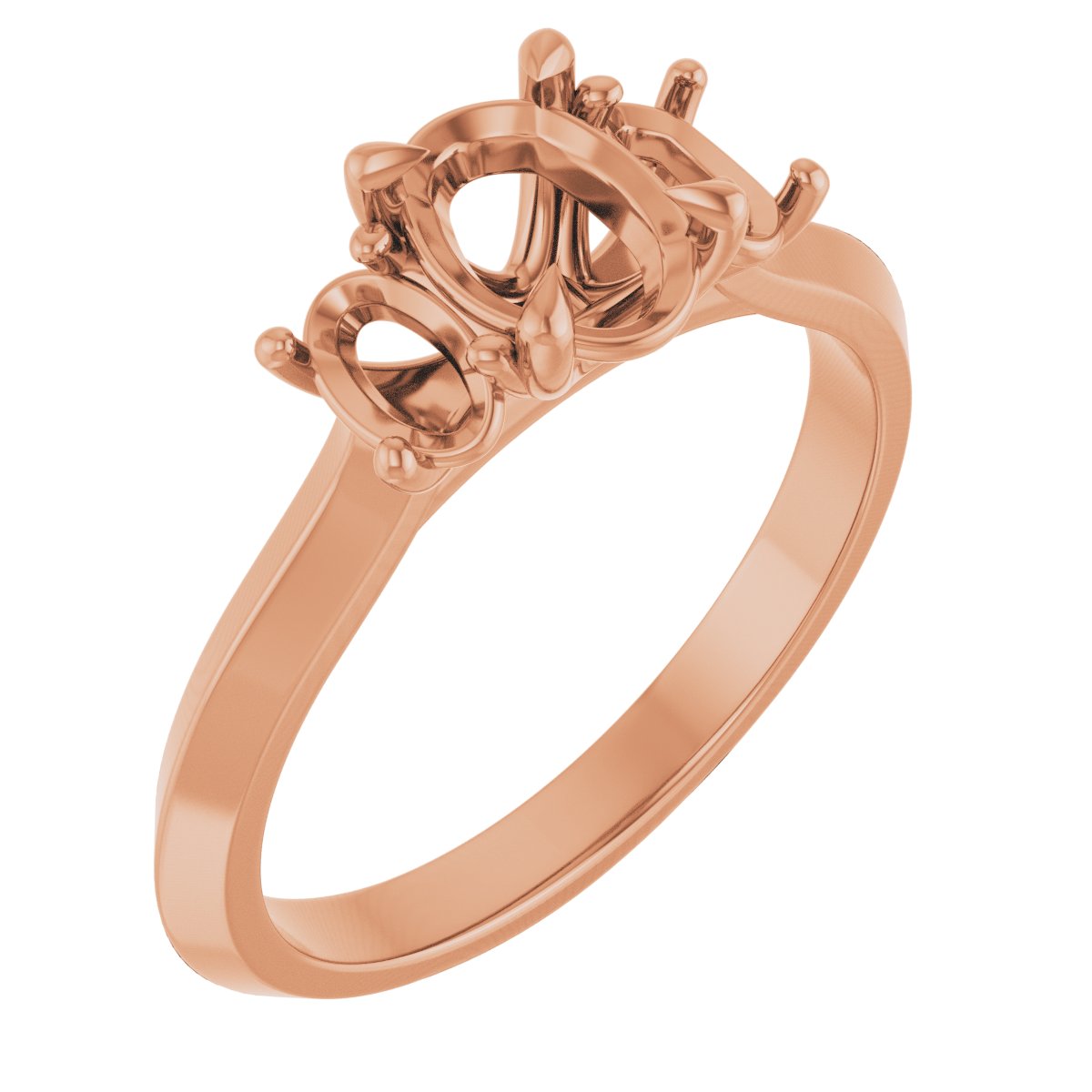 Claw-Prong Three-Stone Engagement Ring