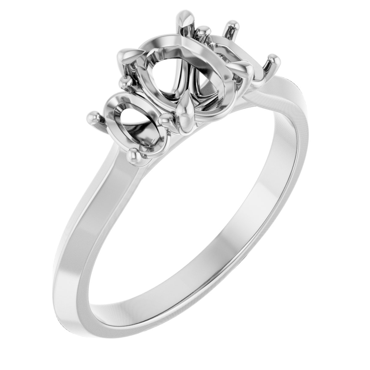Claw-Prong Three-Stone Engagement Ring