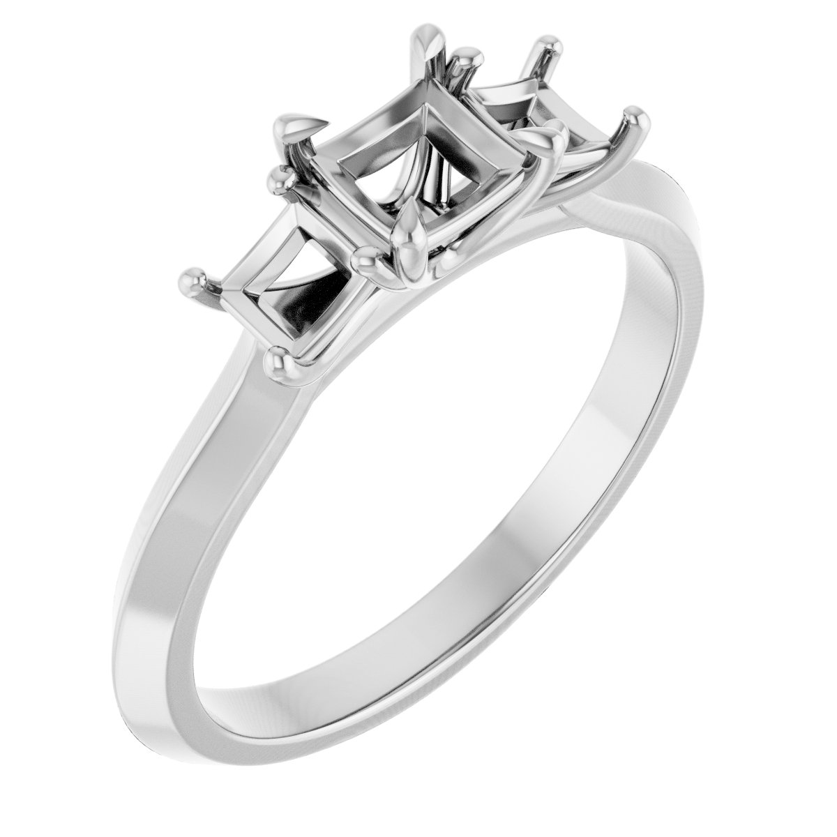 Claw-Prong Three-Stone Engagement Ring