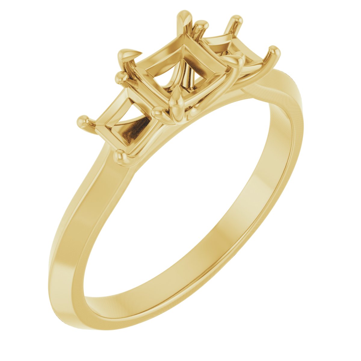 Claw-Prong Three-Stone Engagement Ring