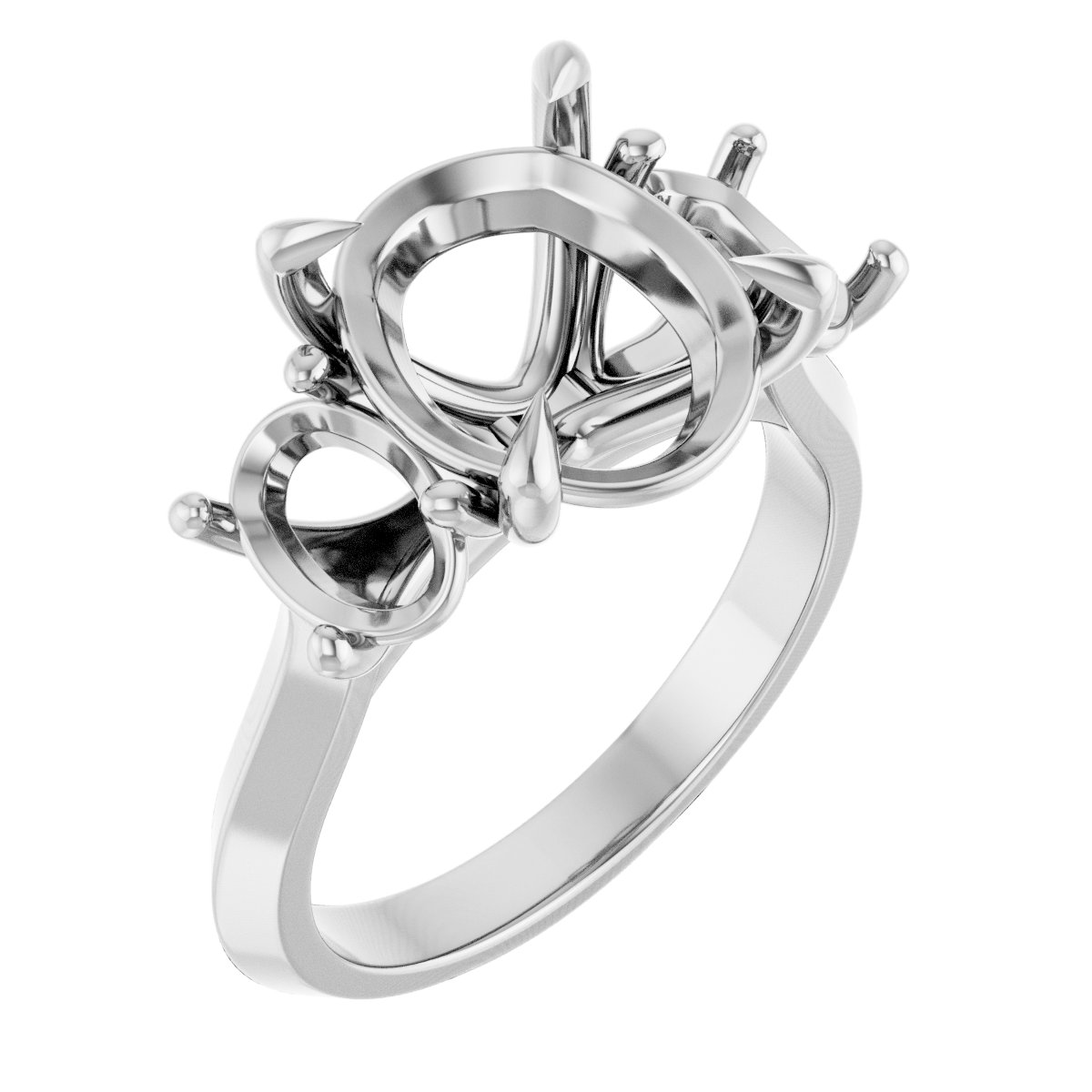 Claw-Prong Three-Stone Engagement Ring