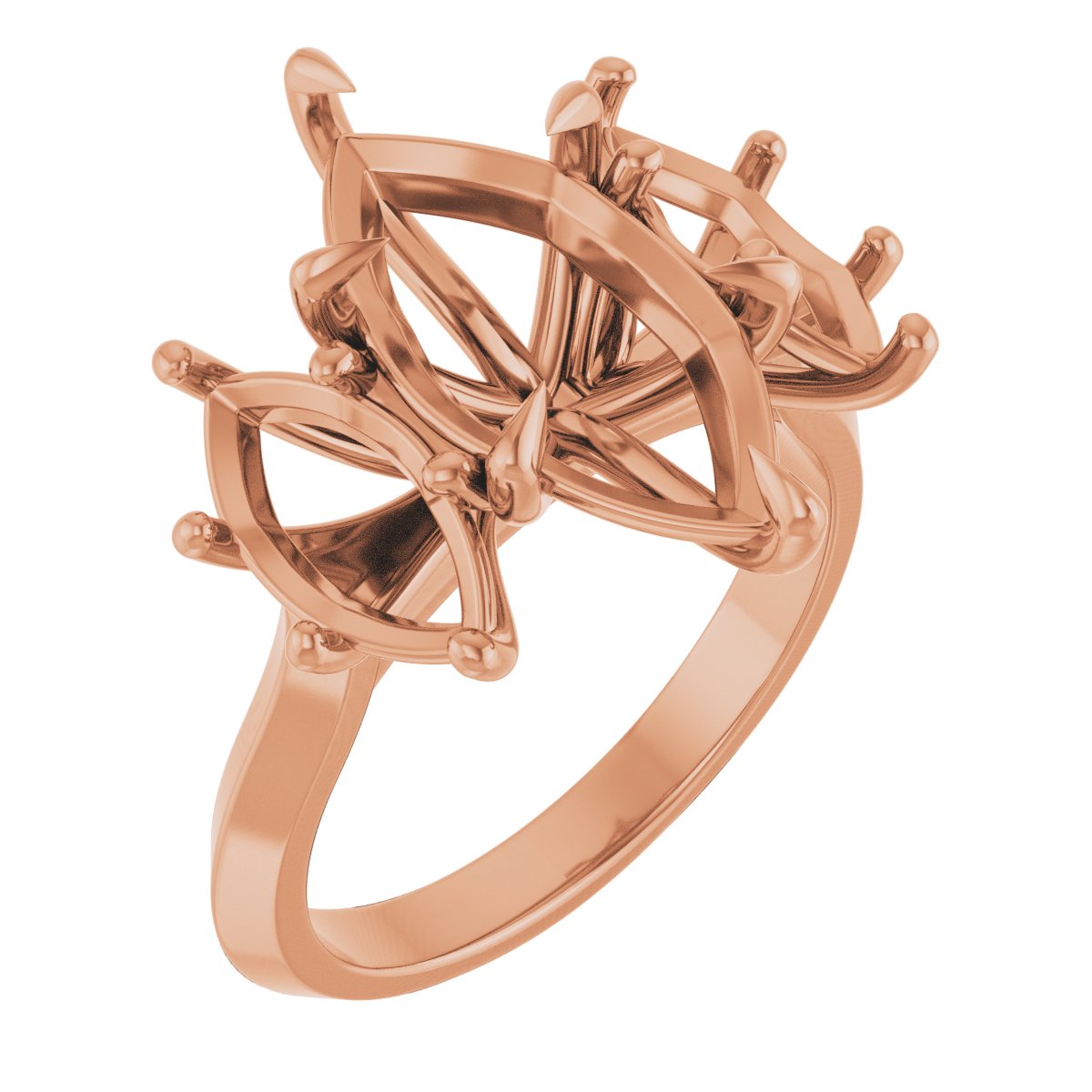 Claw-Prong Three-Stone Engagement Ring