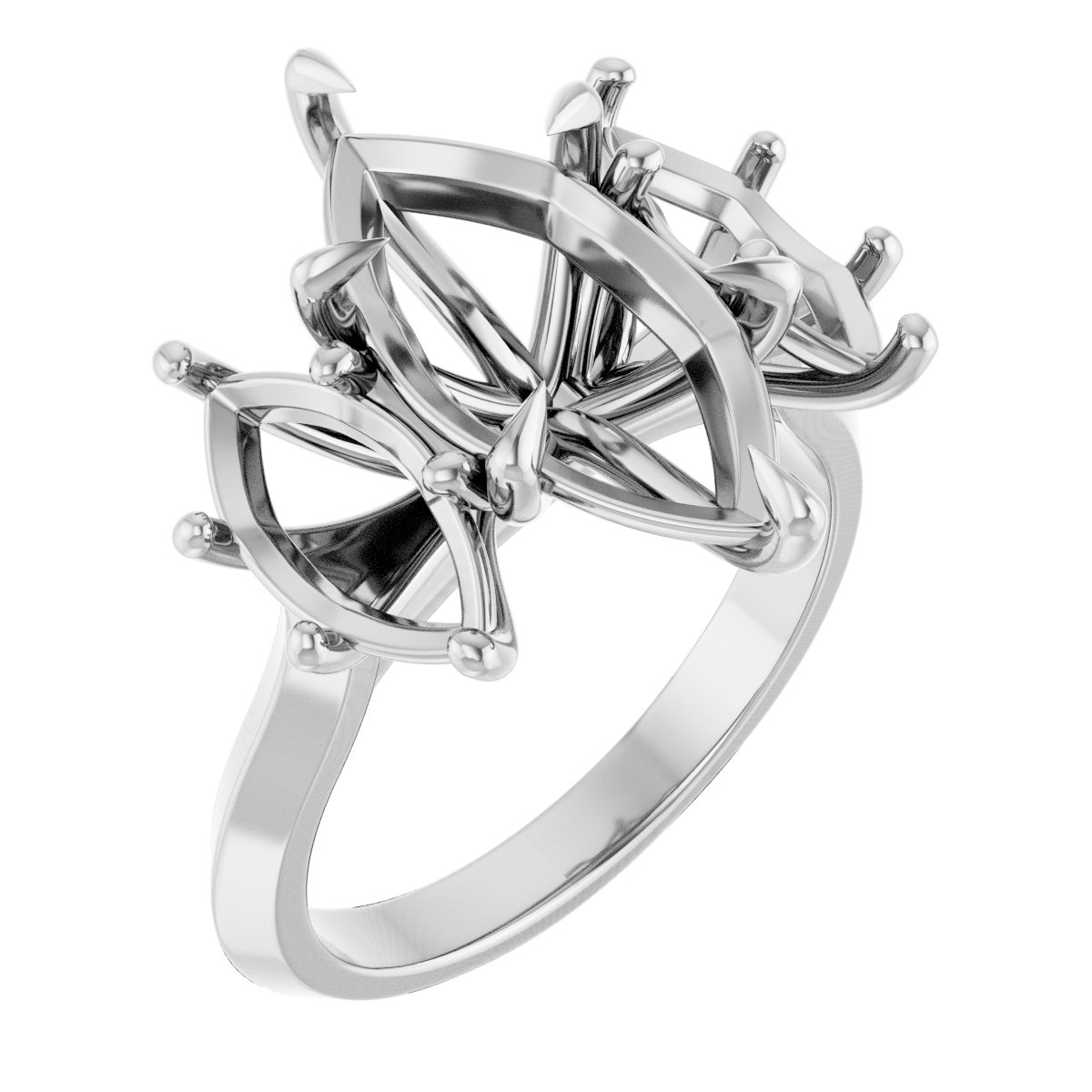 Claw-Prong Three-Stone Engagement Ring