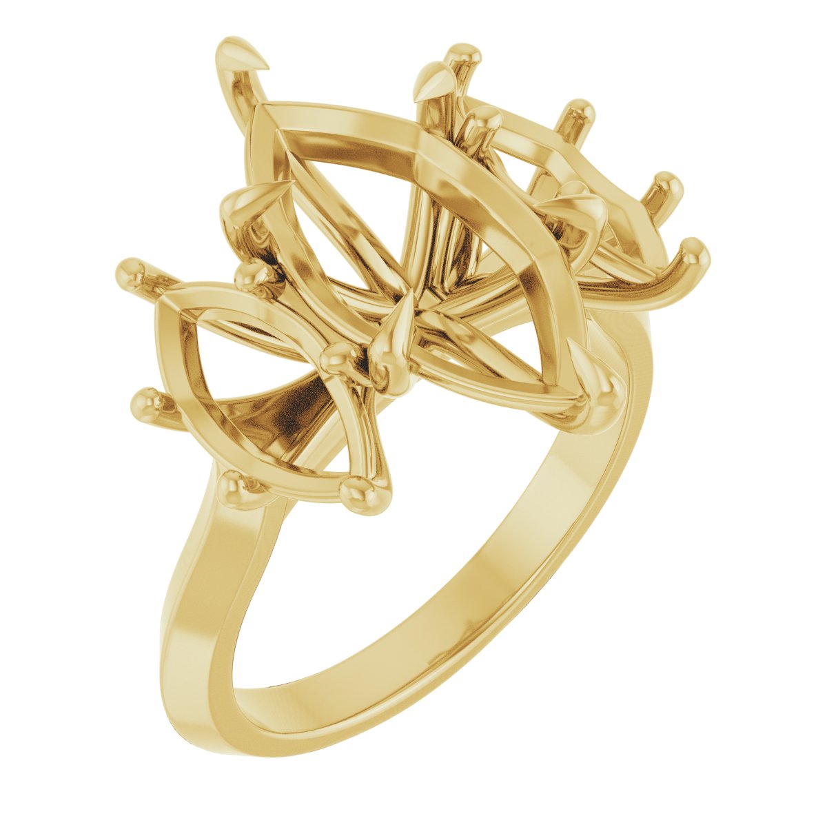 Claw-Prong Three-Stone Engagement Ring