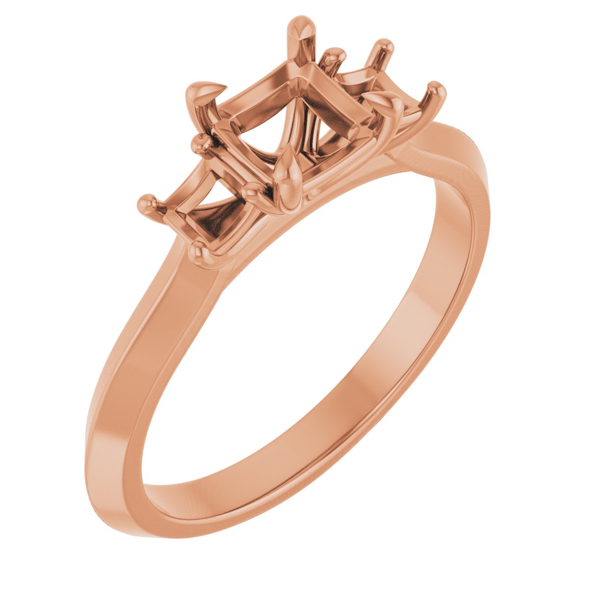 Claw-Prong Three-Stone Engagement Ring