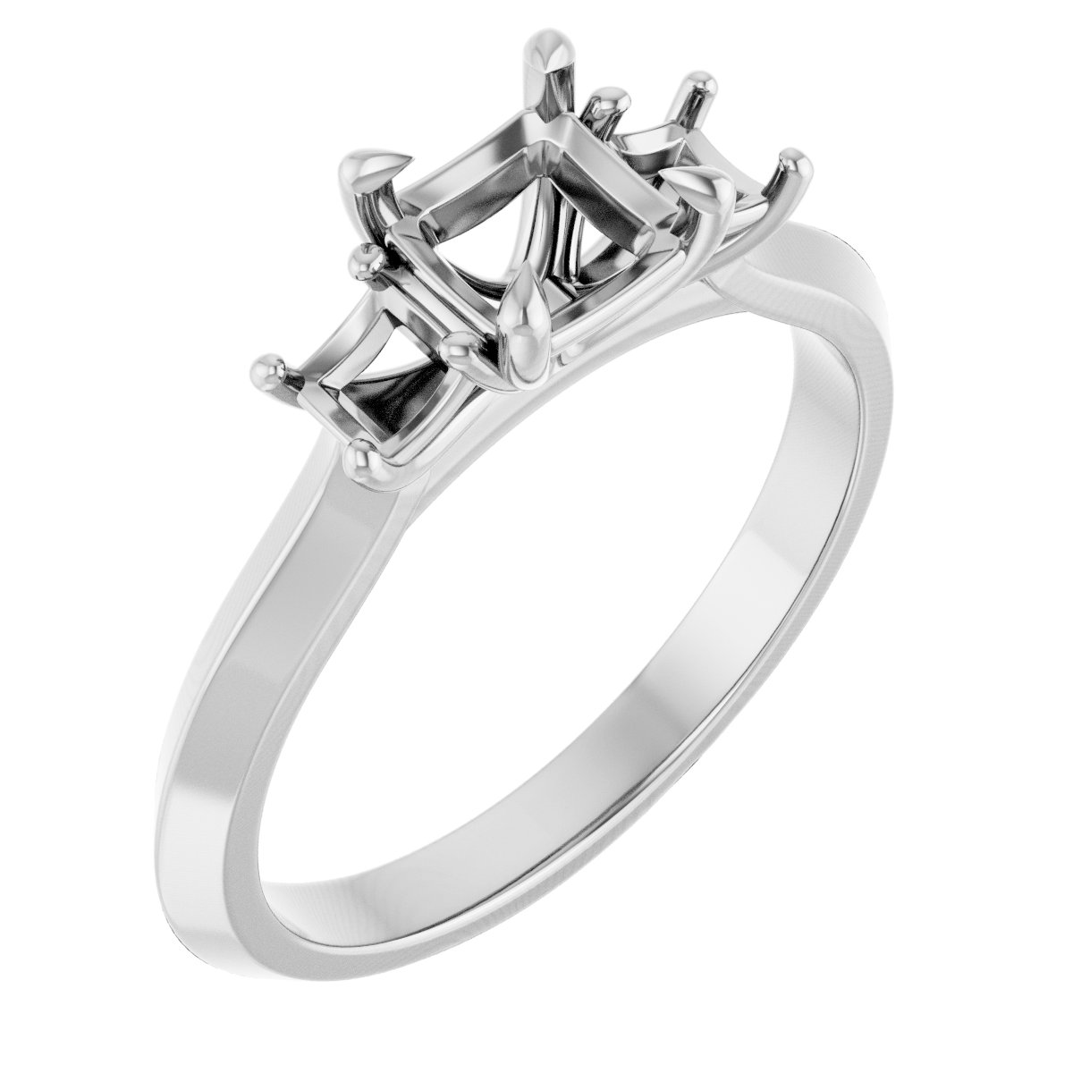 Claw-Prong Three-Stone Engagement Ring