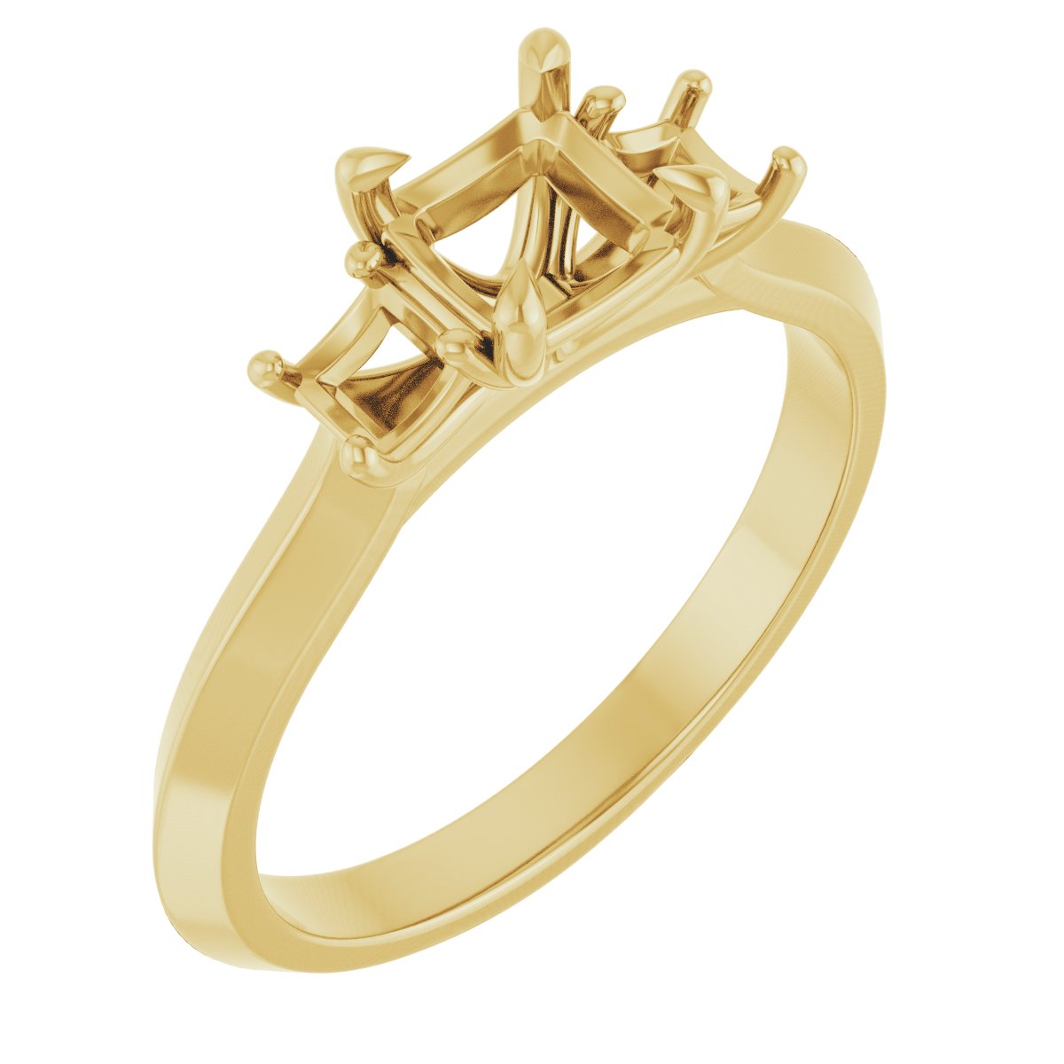 Claw-Prong Three-Stone Engagement Ring