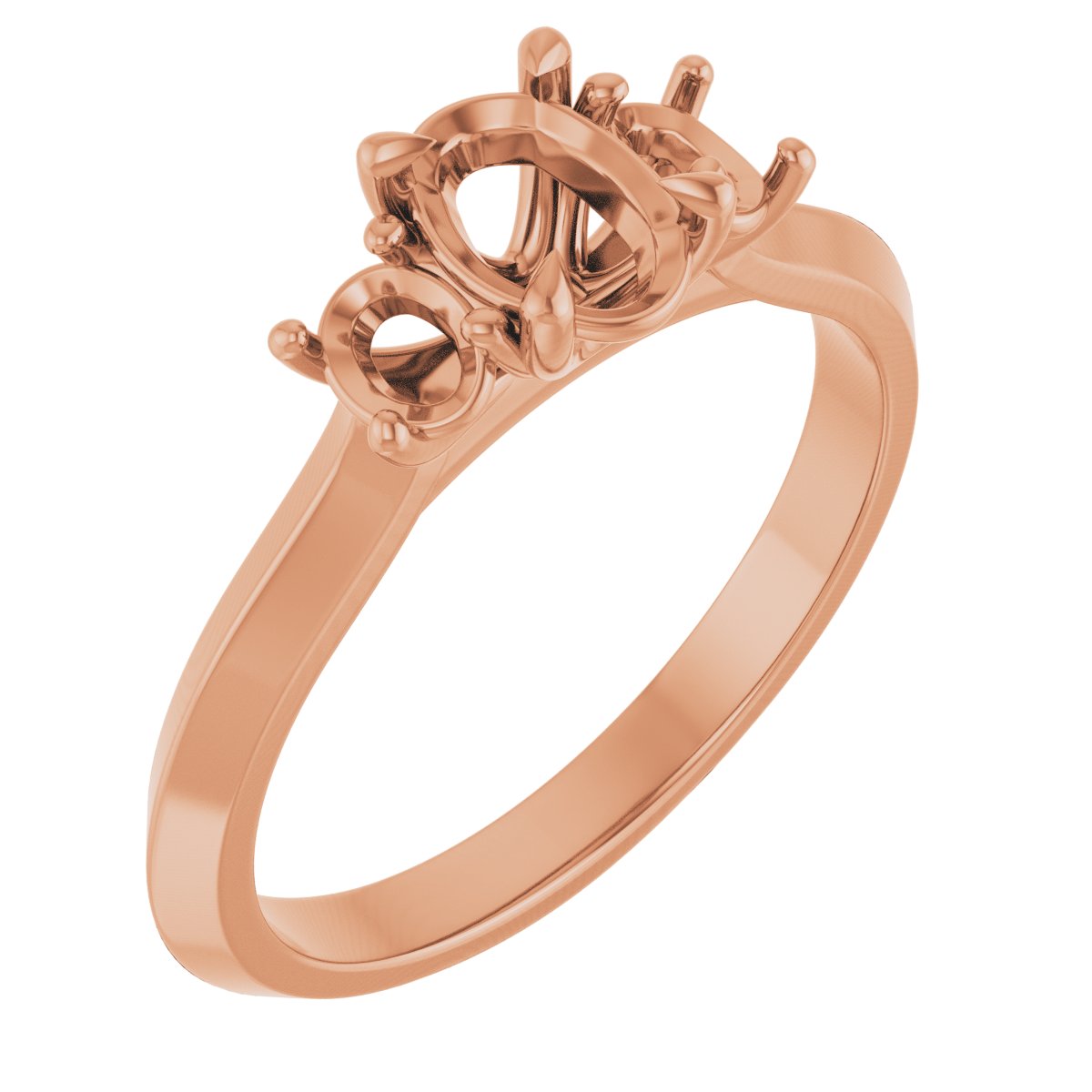 Claw-Prong Three-Stone Engagement Ring