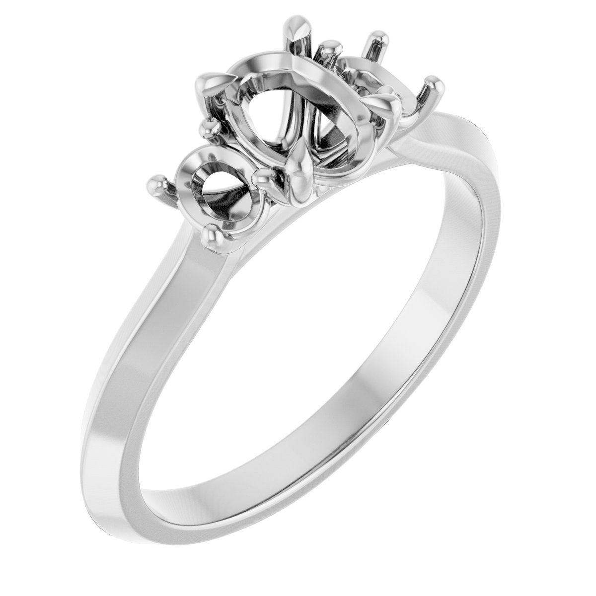 Claw-Prong Three-Stone Engagement Ring
