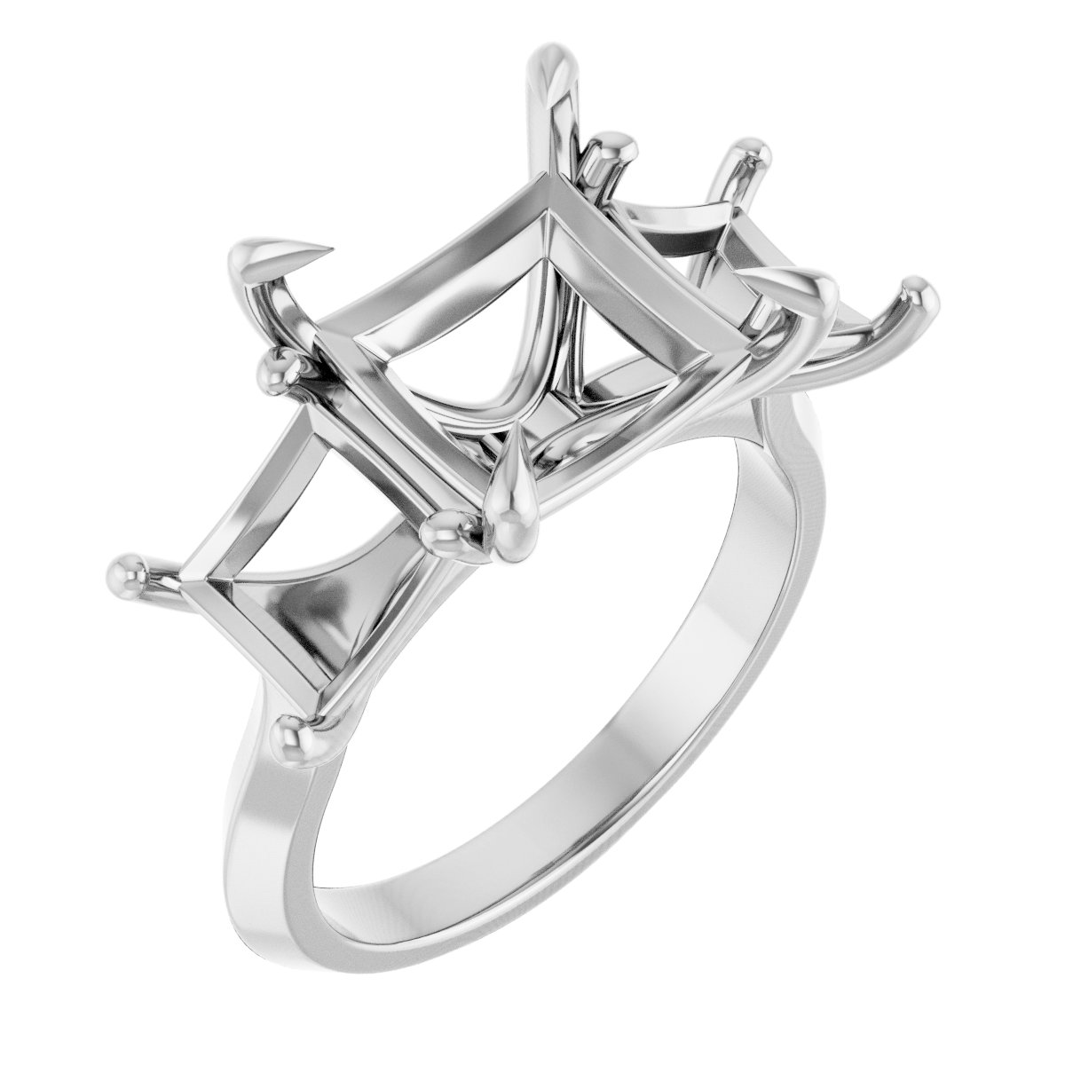 Claw-Prong Three-Stone Engagement Ring
