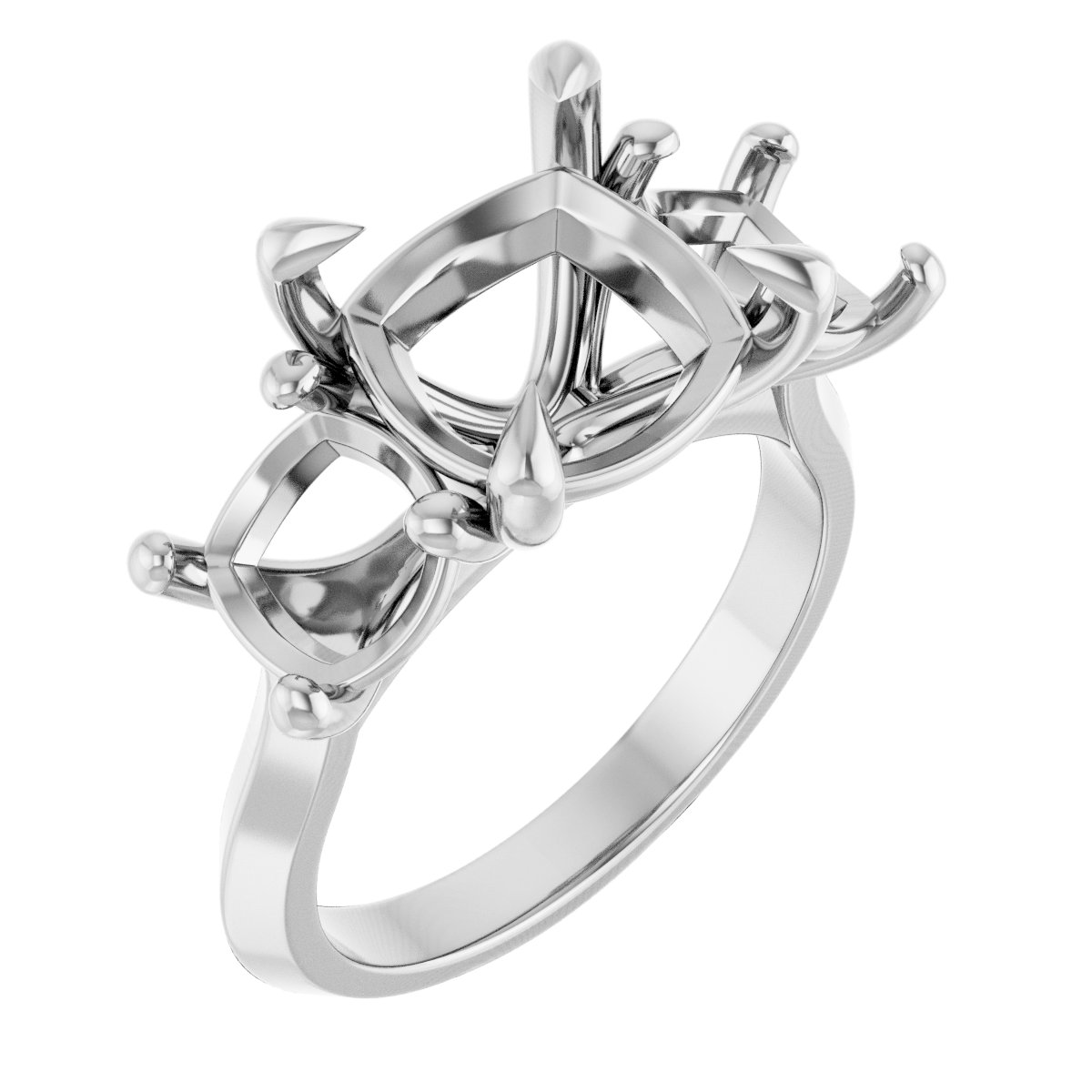 Claw-Prong Three-Stone Engagement Ring