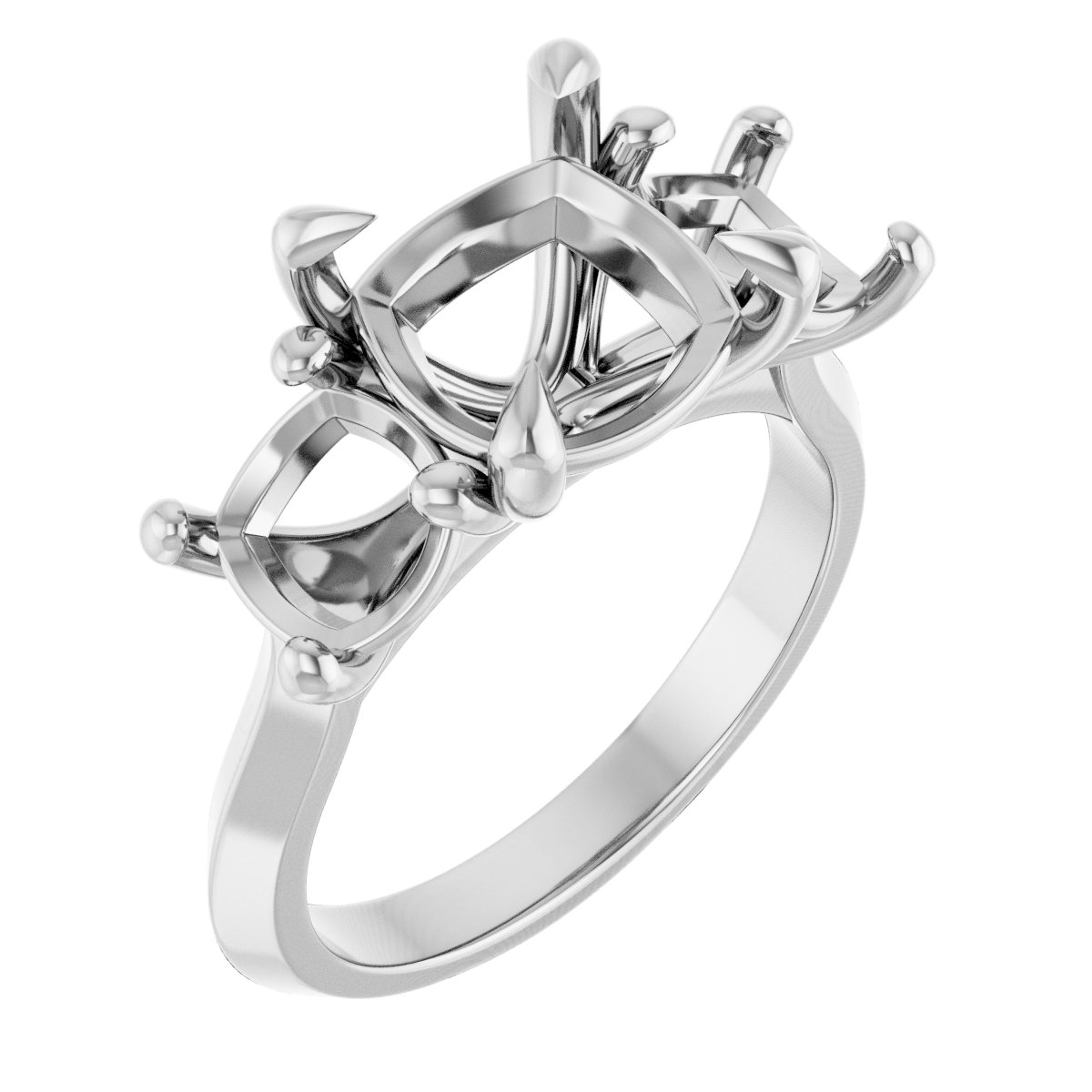 Claw-Prong Three-Stone Engagement Ring