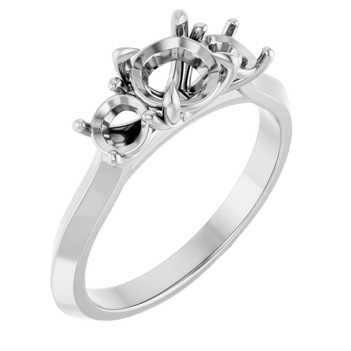 Claw-Prong Three-Stone Engagement Ring