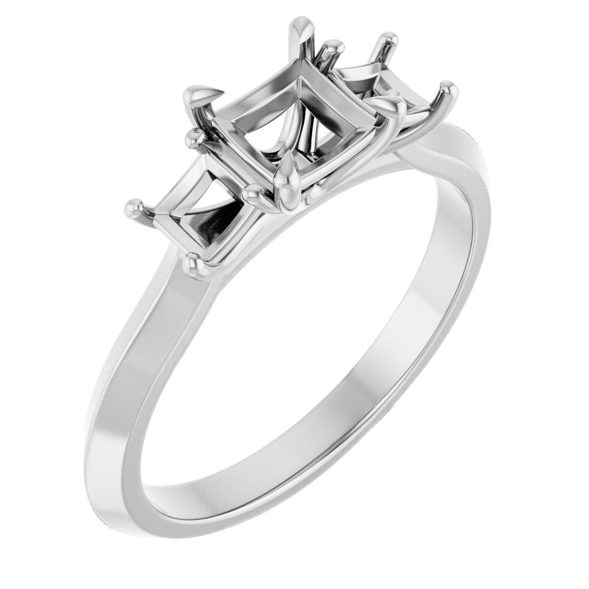 Claw-Prong Three-Stone Engagement Ring