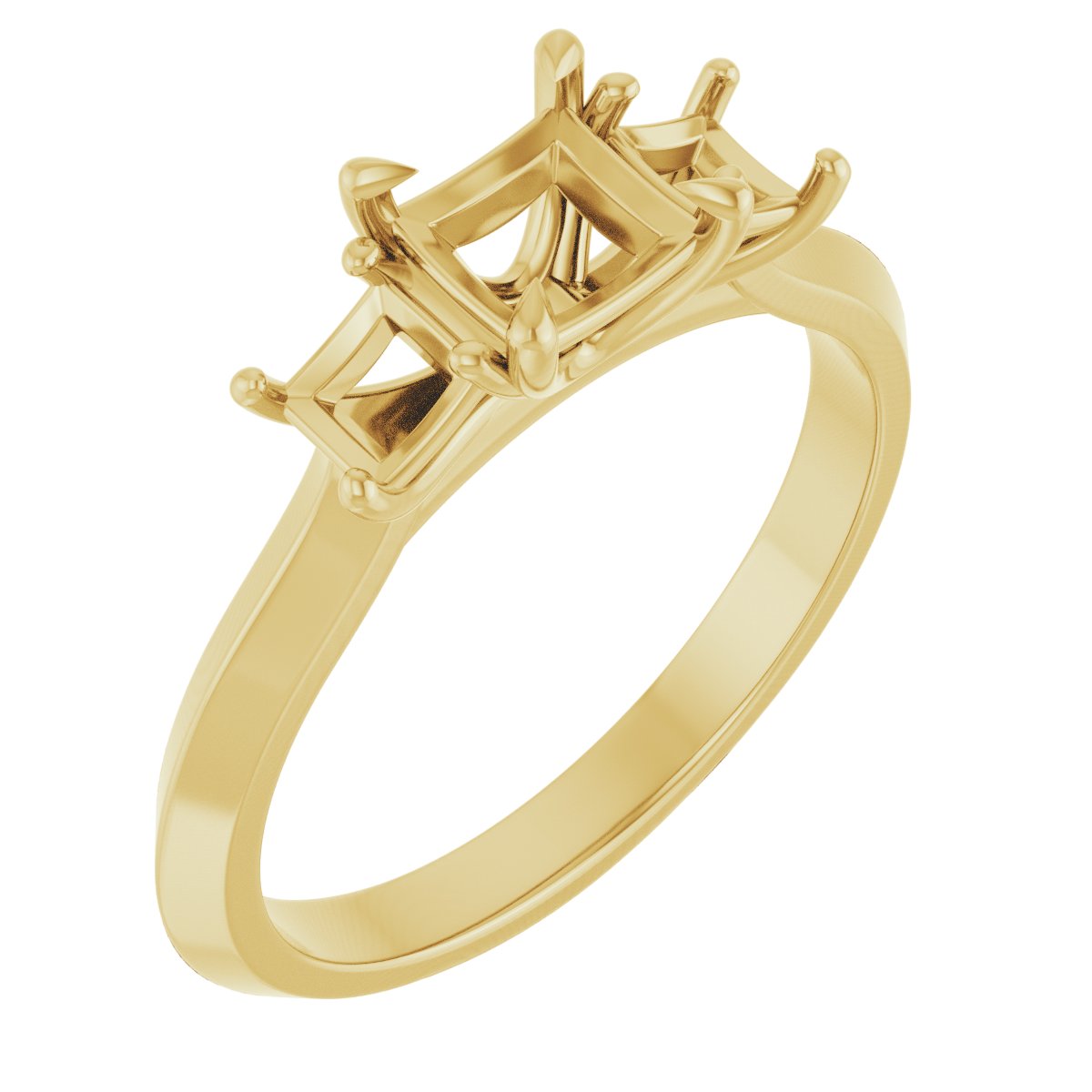 Claw-Prong Three-Stone Engagement Ring