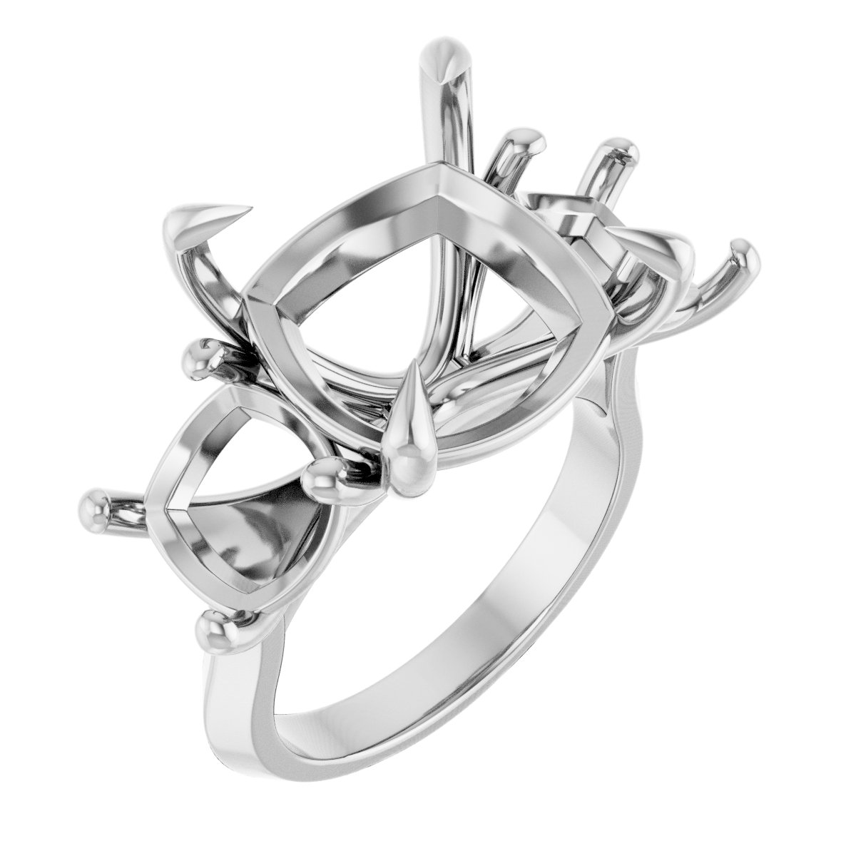 Claw-Prong Three-Stone Engagement Ring