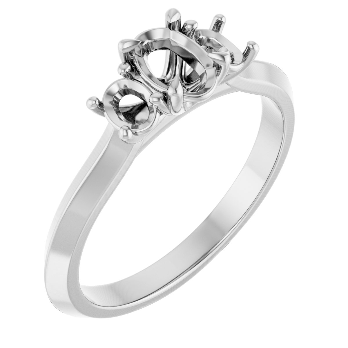 Claw-Prong Three-Stone Engagement Ring
