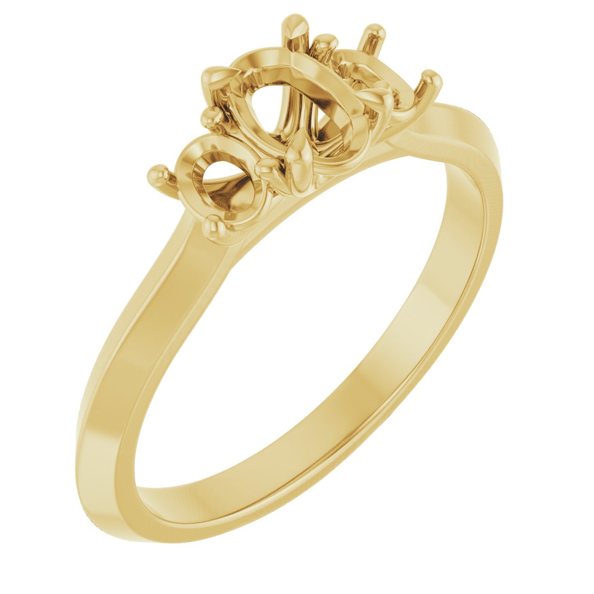 Claw-Prong Three-Stone Engagement Ring