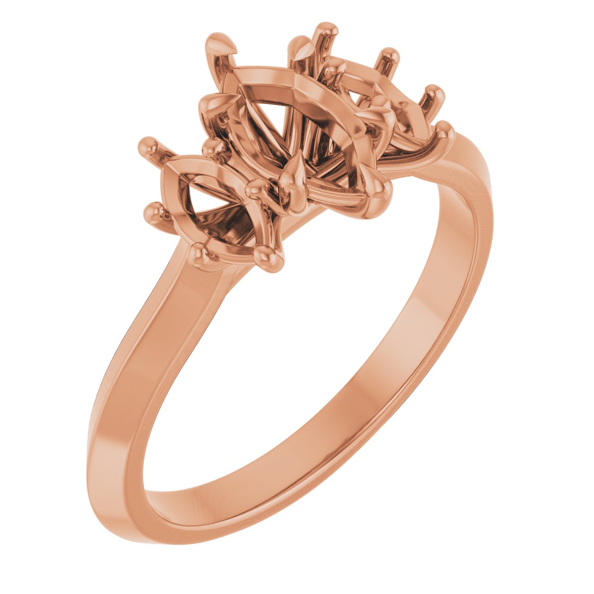 Claw-Prong Three-Stone Engagement Ring