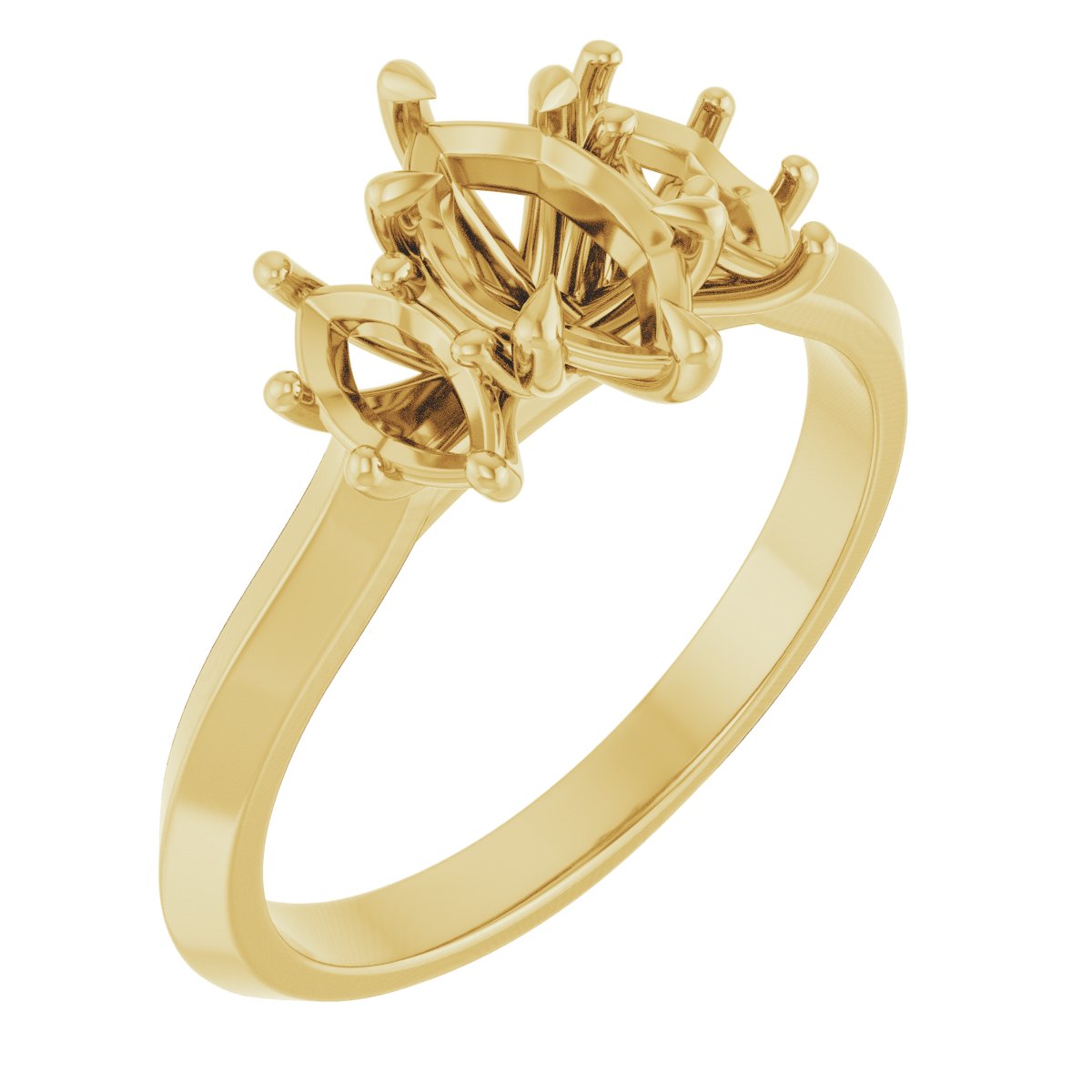 Claw-Prong Three-Stone Engagement Ring